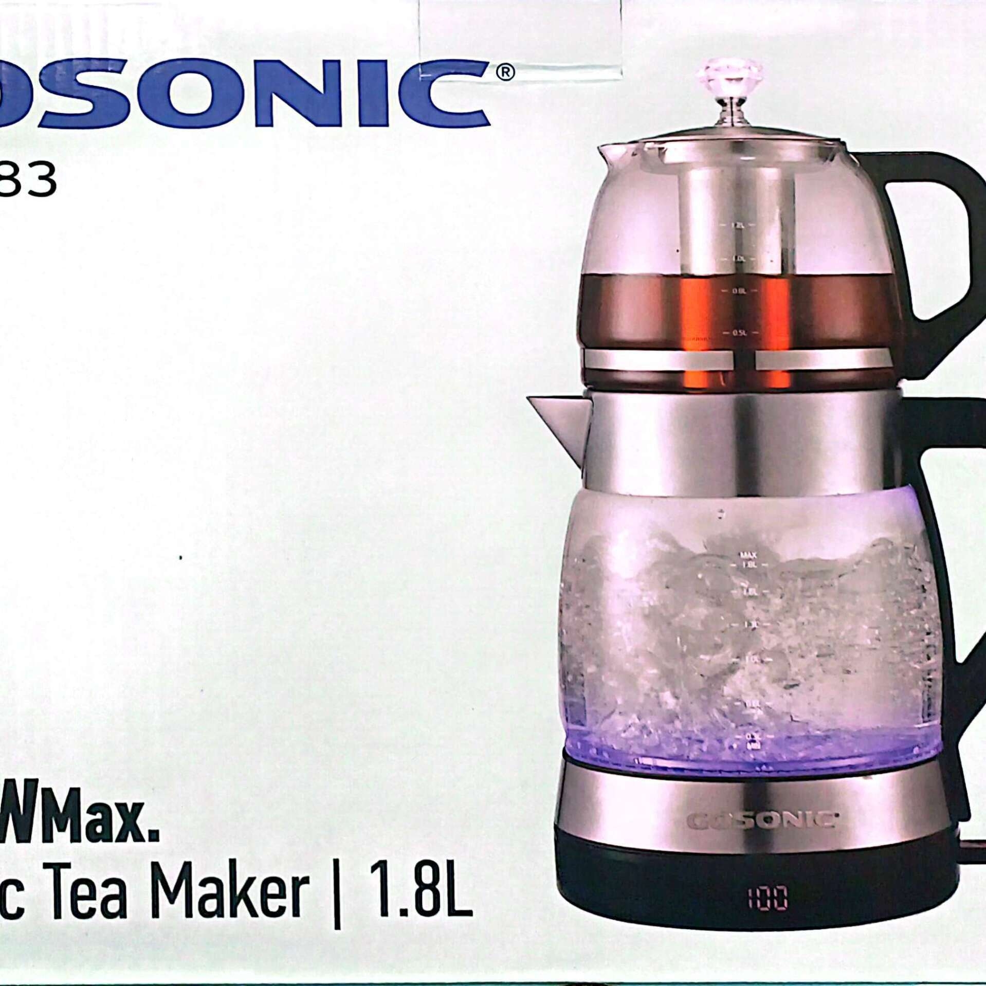 چایساز برقی شیشهای با تنظیم دما، نمایشگر LED و پایه گردان ۳۶۰ درجه – مدل I.C. 8697432