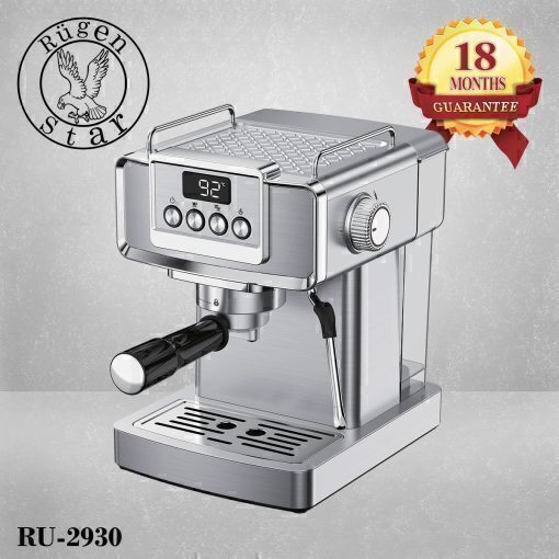  اسپرسوساز روگن مدل RU-2930 با طراحی شیک و مدرن، نمایشگر دیجیتال و پمپ فشار 20 بار، مناسب برای تهیه اسپرسو و کاپوچینوی حر 